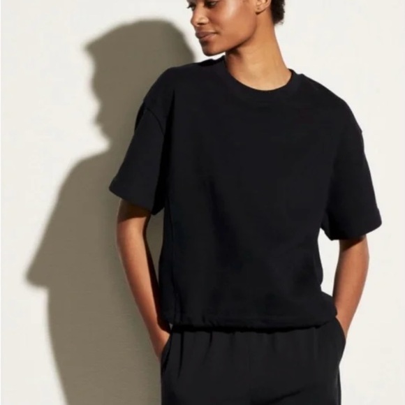 Vince Wide Sleeve Drawcord Pullover Size Large Navy 100% Cotton VGUC - Picture 3 of 8